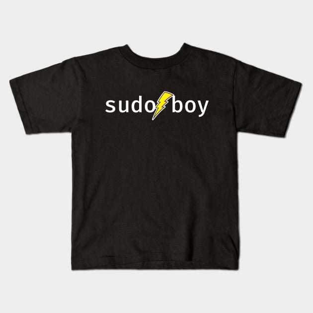 sudo boy. A funny design perfect for unix and linux users, sysadmins or anyone in IT support Kids T-Shirt by RobiMerch